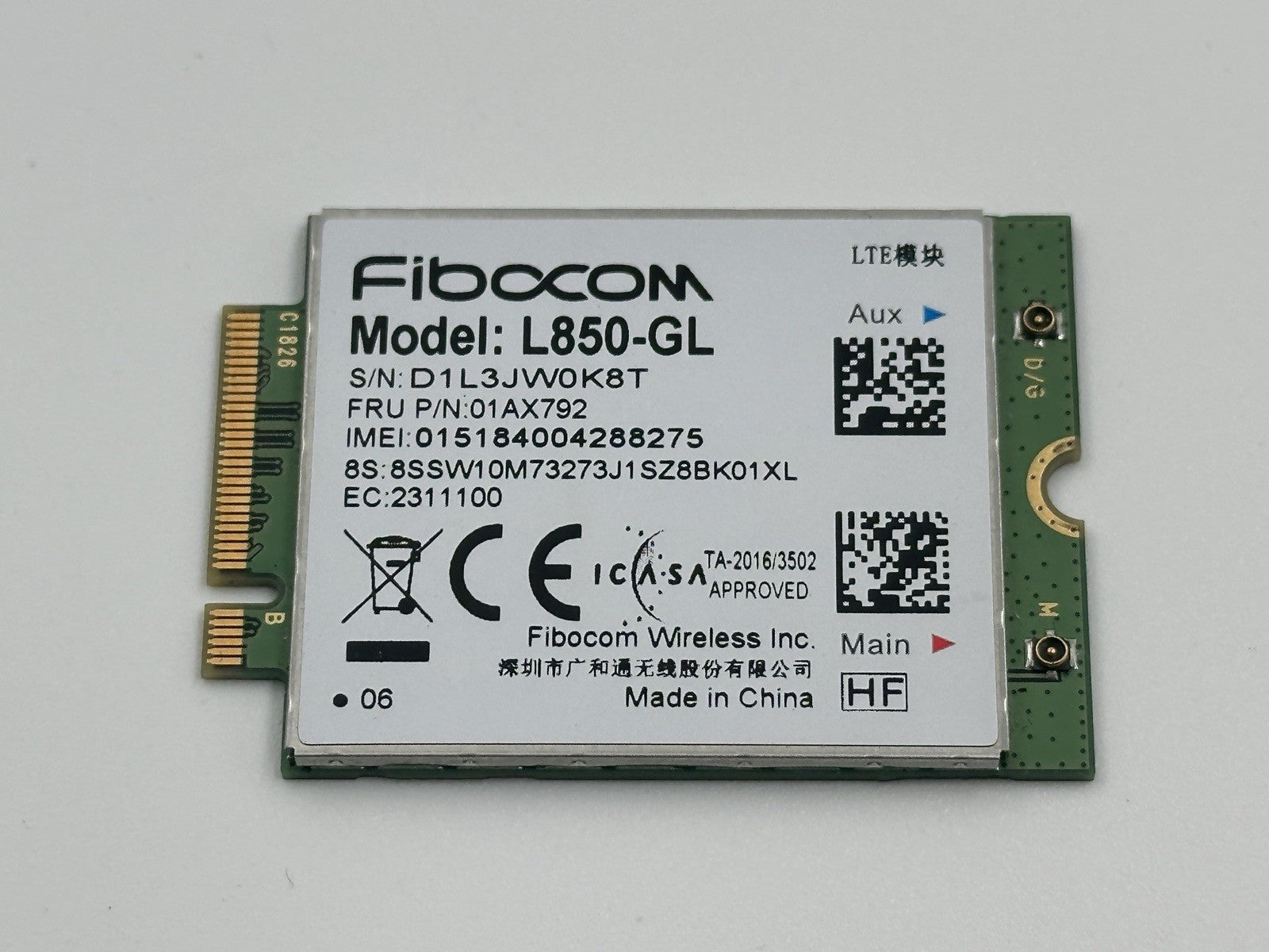 Fibocom L850-GL 4G LTE WWAN Modem Card | FRU 01AX792 | M.2