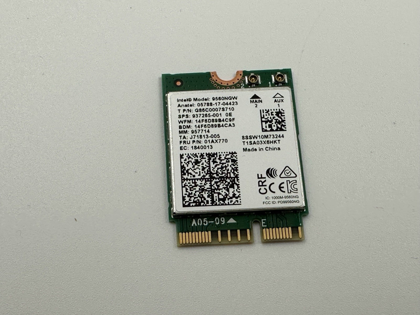 Intel Wireless-AC 9560NGW WiFi Bluetooth 5.0 Card | FRU 01AX770 | M.2 2230