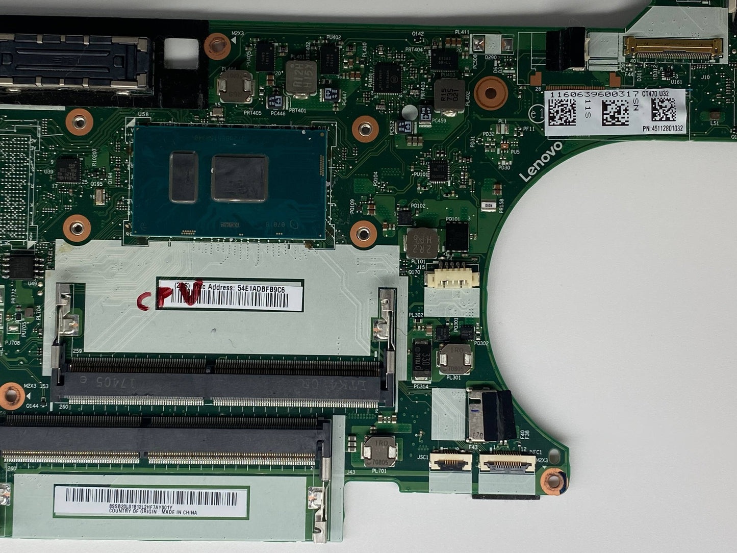 Lenovo ThinkPad T470 Laptop Motherboard 45112801032 Faulty